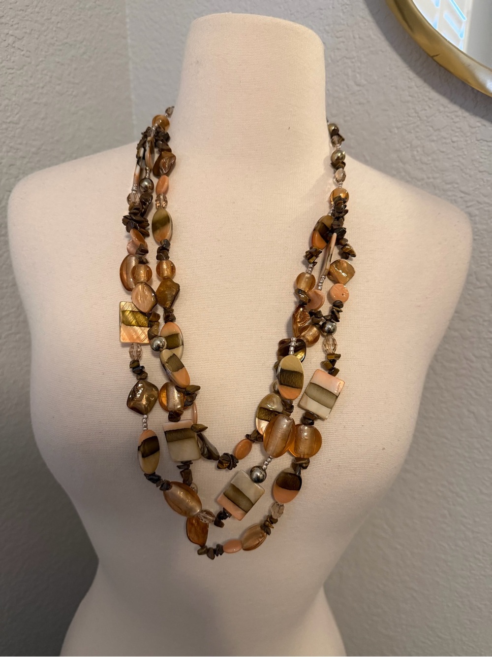 Sonoma Multi-Strand Beaded Necklace - Brown & Cream